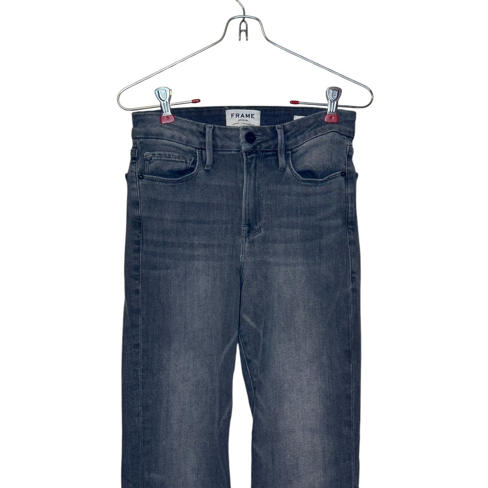 Frame Women's Jeans Le Crop Mini Boot Frayed‎ Hem Mid-Rise Stretch Denim Gray 26 - Picture 4 of 10